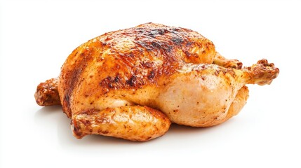 Roasted chicken on white background