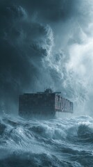 Stormy Ocean With Isolated Structure