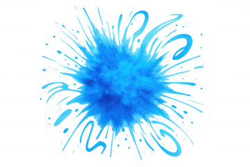 Obraz premium Blue paint splashing dynamically, swirling with decorative strokes against transparent background, generating energetic artistic expression