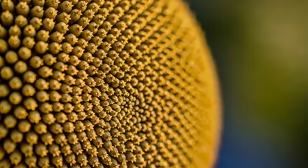 Macro close-up of sunflower seed arrangement showing natural spiral pattern and texture