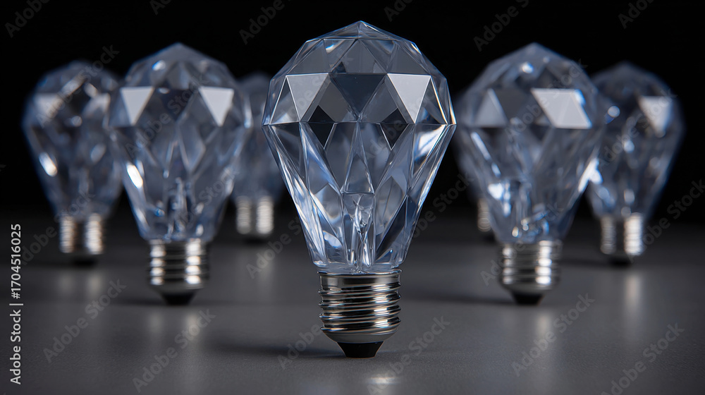 Poster crystal light bulbs with diamond shape create unique and elegant display. reflective surfaces enhanc