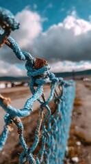 Fototapeta premium Rustic Fence Against Cloudy Mountain View