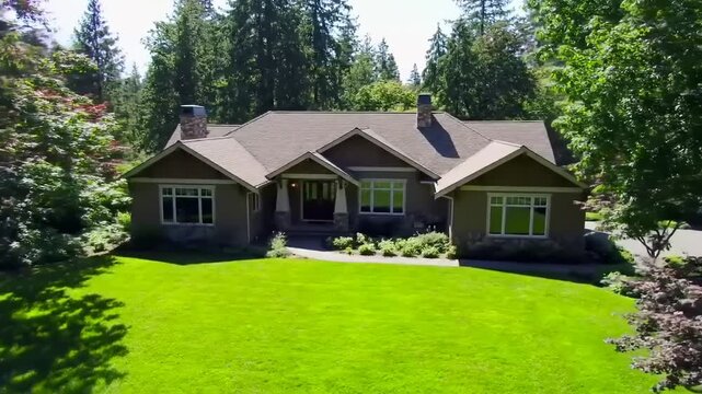 Exterior of a modern house in a lush landscape