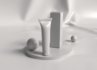 Skincare 3d mockup tube and box