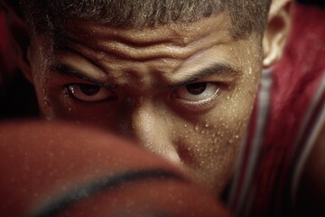 Close Up Focused Basketball Player