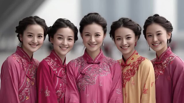 Elegant Appearance of Cheongsam Beauties Showcasing Oriental Classical Charm