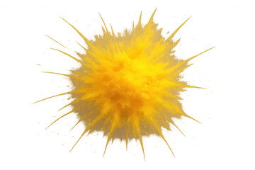 Yellow powder creating a burst effect on a transparent background, ideal for compositing and adding visual impact