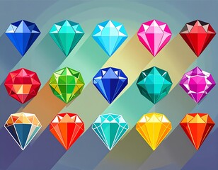 Colorful gems in various shapes and hues