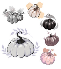 Set of stylized pumpkins