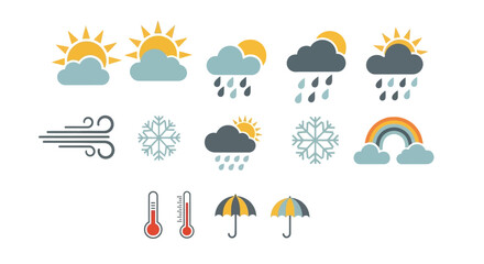 Obraz premium Sun, Rain, Snow, Wind, and Rainbow Illustrations for Educational Purposes in a Graphic Design Environment