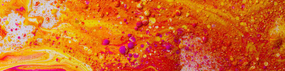 Colorful abstract liquid art background with pink yellow orange bubbles, vibrant psychedelic fluid paint texture, bright modern creative design