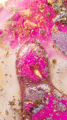 Colorful abstract liquid art background with pink yellow orange bubbles, vibrant psychedelic fluid paint texture, bright modern creative design