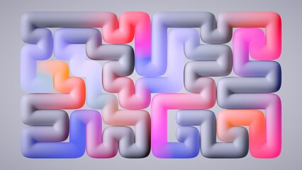 abstract background of colorful neon maze, simple labyrinth wallpaper, multicolored rounded tubes