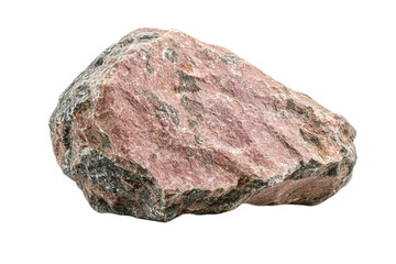 Obraz premium Rough cut sample of pink granite rock mineral on transparent background