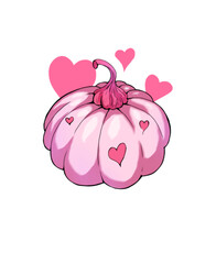 Bright pink stylized pumpkin heart
