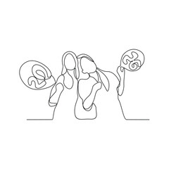 One continuous line drawing of Happy New Year celebration vector illustration Happy New Year in simple linear style illustration concept. Suitable design for greeting card, poster and banner.