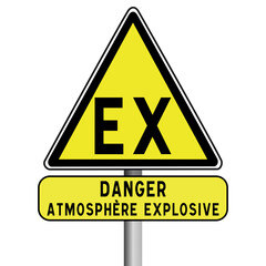 Panneau signal&eacute;tique EX, atmosph&egrave;re explosive, zone ATEX, s&eacute;curit&eacute; industrielle