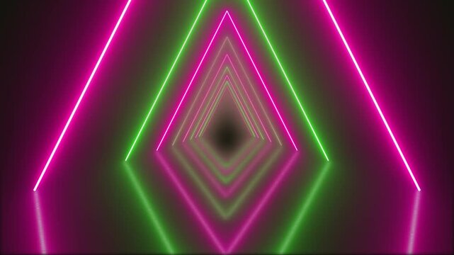  Triangle Neon Tunnel Seamless Loop 4K Futuristic Glowing VJ Background for Visuals and Motion Graphics