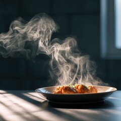 Steaming Food on Plate