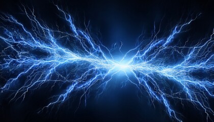 Abstract Blue Lightning Bolt On Dark Background