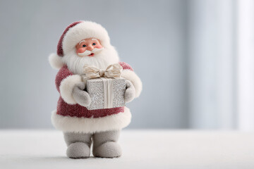 santa claus joyfully holds beautifully wrapped gift embodying spirit of christmas