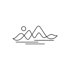 Minimalist mountain line art logo, Abstract nature landscape icon