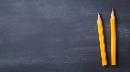 Pencils on chalkboard background education concept