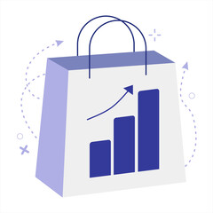 Semi 3D Business Growth Icon for E-Commerce and Startup Apps