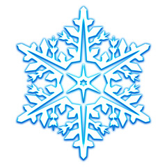 Blue glowing snowflake with transparent background
