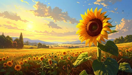 Sunflowers field at sunrise (1)