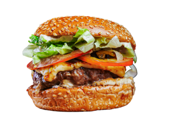 hamburguesa sobre fondo transparente 
