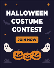 Halloween Costume Contest Banner – Join Now Flat Vector Design