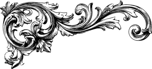 Fototapeta premium Art nouveau decorative stair design in engraving style for vintage decor