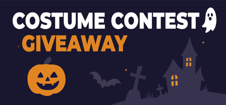 Halloween Costume Contest Giveaway Banner – Flat Vector Illustration
