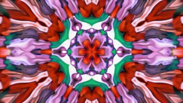 Abstract Kaleidoscope with geometric pattern animation. flower art.