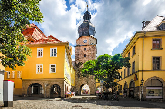 Spitaltor (Spital Gate) at the old town of Coburg in Upper Franconia, Bavaria, Germany