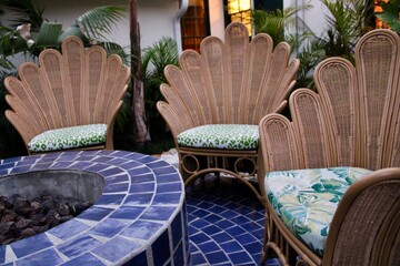 tropical resort hotel with palm trees