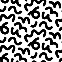 Vector memphis seamless pattern with black abstract shapes