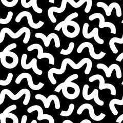 Vector memphis seamless pattern with white abstract shapes