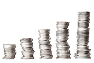 monedas , dinero sobre fondo transparente 