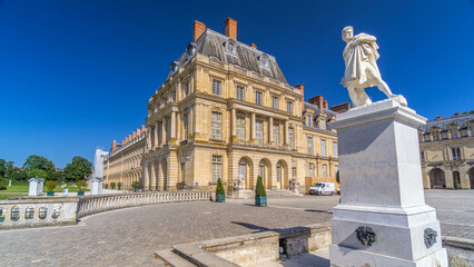Beautiful Medieval landmark - royal hunting castle Fontainbleau timelapse hyperlapse.