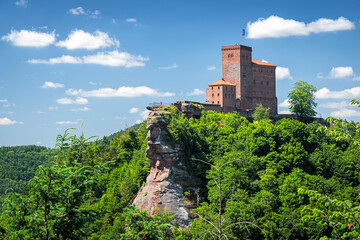 Famous medieval Trifels Castle (Reichsburg Trifels) near Annweiler in the Palatinate region of southwestern Germany