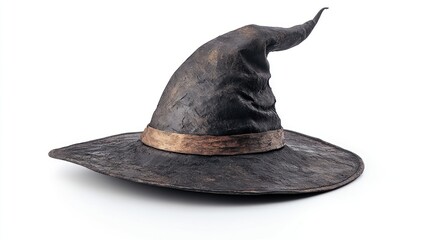 Mysterious Black Witch Hat with Golden Band