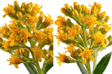 Close-up of clusters of vibrant yellow flowers.