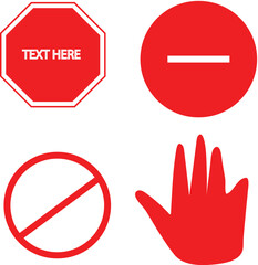 Red hexagonal stop sign vector illustration with a bold 'STOP' symbol, a common traffic warning and prohibition icon