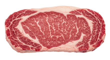 Fresh Red Ribeye Steak Cut on Blurred Pink Background
