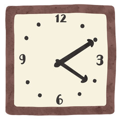 シンプルな時計4時10分　水彩風手描きイラスト