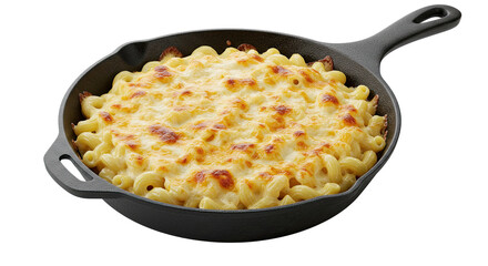 Golden Macaroni and Cheese in Cast Iron Skillet