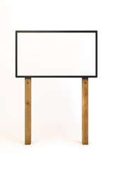 Blank Wooden Signboard Isolated on White Background &ndash; Empty Rustic Display for Text or Branding