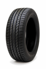 Upright Car Tire with Detailed Tread &ndash; Automotive Component Isolated on White Background